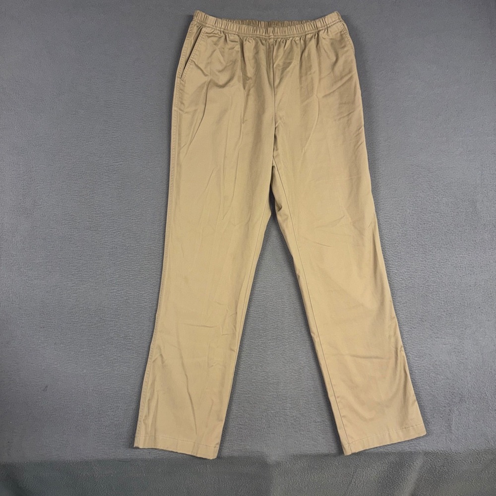 Lands End Pants Womens 14T Brown Straight Leg Fit 3 Casual Elastic Waist Pull On